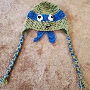 TMNT Leonardo handmade Knit Hat. 5 years old+